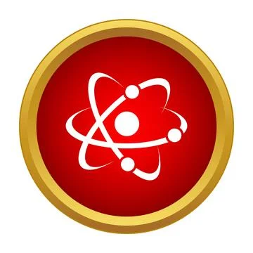 Scientific atom icon representing nuclear physics education concept Stock-Illustration