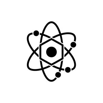 Scientific Atom Model Nucleus and Orbit Icon Stock Illustration