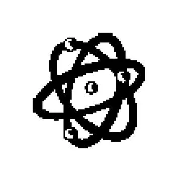 Scientific atom orbit pixel art vector illustration Stock Illustration