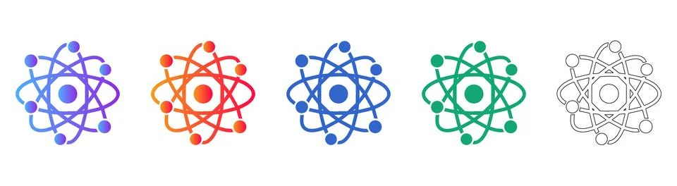 Scientific Atomic Structure Icons Stock Illustration