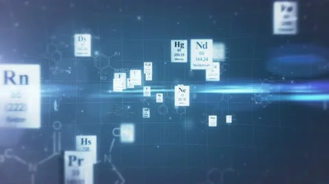 Scientific backgrounds. Elements of Periodic table and chemical formulas. Loop. Stock-Footage 10892077