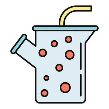 Scientific beaker icon with bubbling liquid for research Stock Illustration