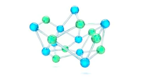 Scientific blue green molecule structure abstract chemistry physics biology.. Stock Illustration