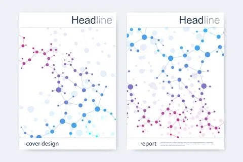 Scientific brochure design template. Vector flyer layout, Molecular structu.. Stock Illustration