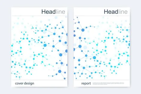 Scientific brochure design template. Vector flyer layout, Molecular structu.. Stock Illustration