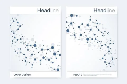 Scientific brochure design template. Vector flyer layout, Molecular structu.. Stock Illustration