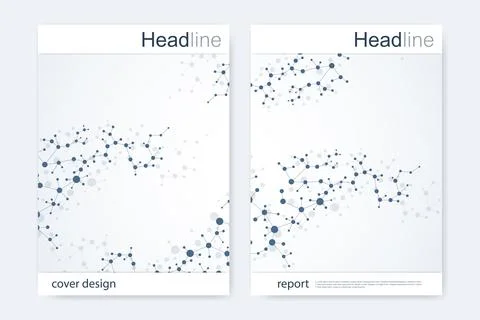 Scientific brochure design template. Vector flyer layout, Molecular structu.. Stock Illustration