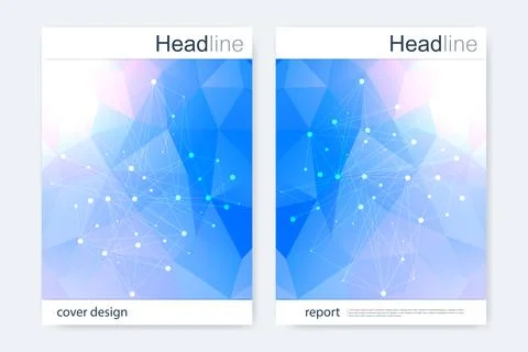 Scientific brochure design template. Vector flyer layout, Molecular structu.. Stock Illustration