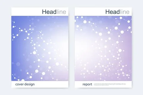 Scientific brochure design template. Vector flyer layout, Molecular structu.. Stock Illustration
