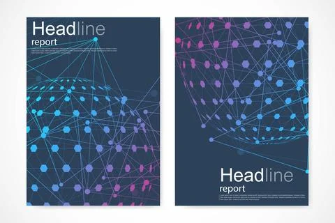 Scientific brochure design template. Vector flyer layout, Molecular structu.. Stock Illustration