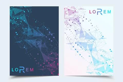 Scientific brochure design template. Vector flyer layout, Molecular structu.. Stock Illustration