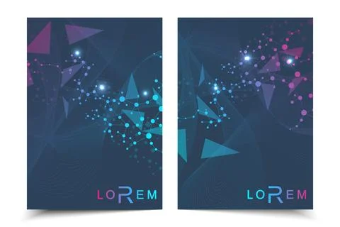 Scientific brochure design template. Vector flyer layout, Molecular structu.. Stock Illustration