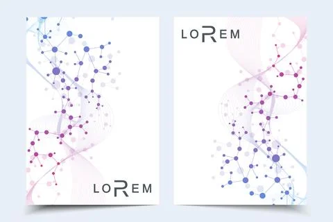 Scientific brochure design template. Vector flyer layout, Molecular structure Stock Illustration