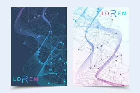 Scientific brochure design template. Vector flyer layout, Molecular structu.. Stock Illustration