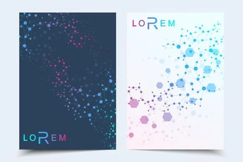 Scientific brochure design template. Vector flyer layout, Molecular structu.. Stock Illustration