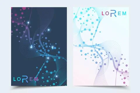 Scientific brochure design template. Vector flyer layout, Molecular structure Stock Illustration