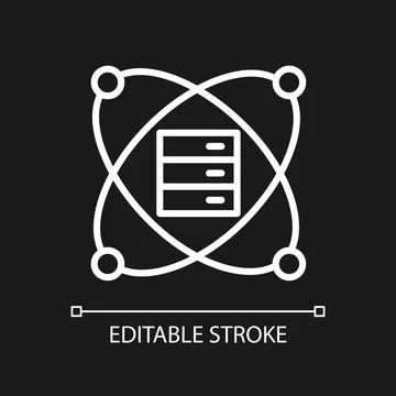 Scientific data mining white linear pixel perfect icon for dark theme Stockillustratie