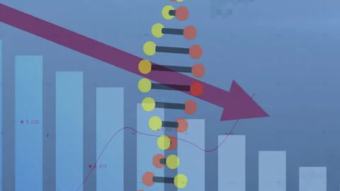 Scientific data processing animation with DNA strand and binary coding elements Stock Footage 303647752