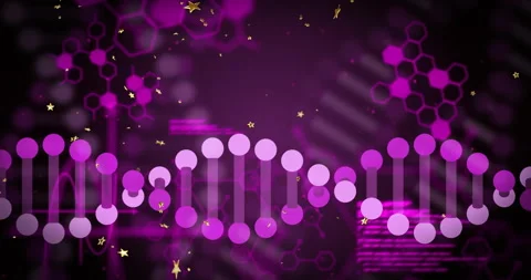 Scientific data processing animation with DNA strand and binary coding elements Stock Footage 305069871