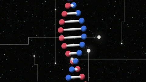 Scientific data processing animation of DNA strand with binary coding elements Stock Footage 306264625