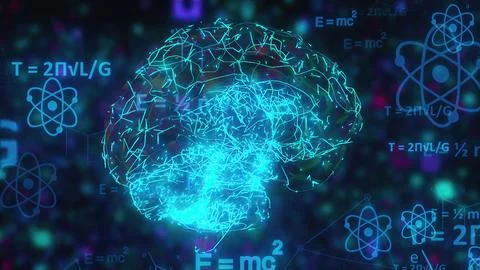 Scientific data processing over human brain Stock Illustration