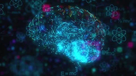 Scientific data processing over human brain Stock Illustration