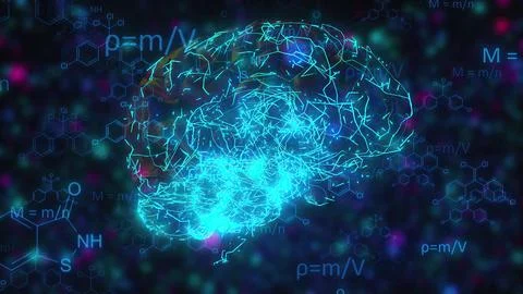 Scientific data processing over human brain Stock Illustration