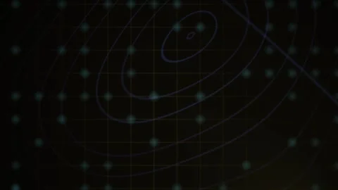 Scientific Data Visualization with Blue Glowing Dots and Contour Lines on a.. Video stock 343766497