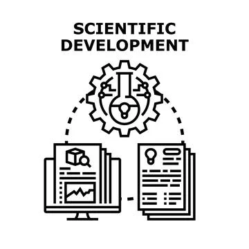 Scientific development process combining research and analytics Stock Illustration