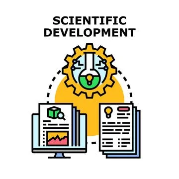 Scientific development process combining research and analytics Stockillustratie
