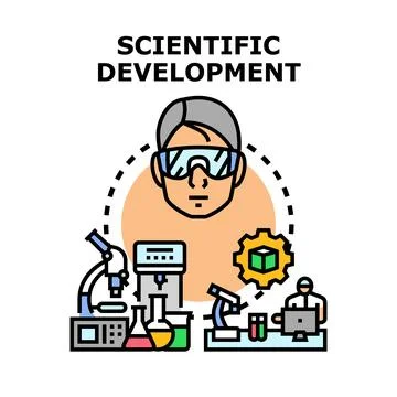 Scientific development process moving towards innovative experiments Stock Illustration