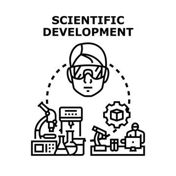 Scientific development process moving towards innovative experiments Illustrazione stock