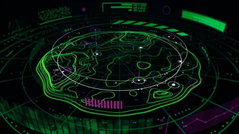 Scientific digital map Rotating circle and numbers Digital  3D Stock Footage 253061540
