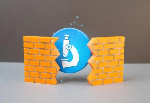 A scientific discovery makes a breakthrough and breaks the wall of misunderst Stock Photos
