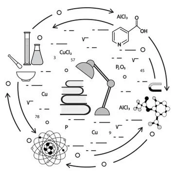 Scientific, education elements. Illustrazione stock