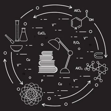Scientific, education elements. Illustrazione stock