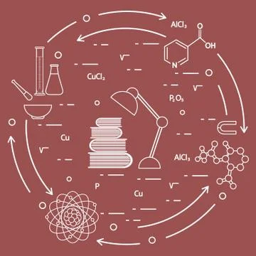 Scientific, education elements. Illustrazione stock