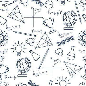 Scientific, educational vector seamless pattern. イラスト素材
