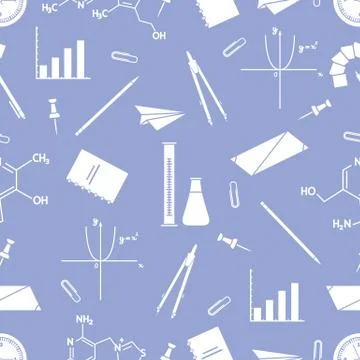 Scientific, educational vector seamless pattern. Stock Illustration
