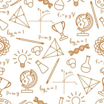 Scientific, educational vector seamless pattern. Stock Illustration