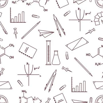 Scientific, educational vector seamless pattern. Stock Illustration