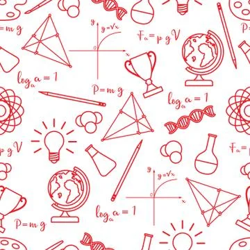 Scientific, educational vector seamless pattern. Stock Illustration