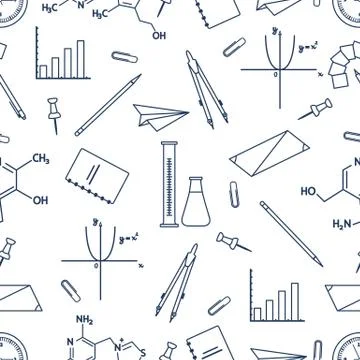Scientific, educational vector seamless pattern. Stock Illustration