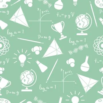 Scientific, educational vector seamless pattern. Stock Illustration