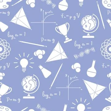Scientific, educational vector seamless pattern. Stock Illustration