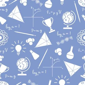 Scientific, educational vector seamless pattern. Stock Illustration