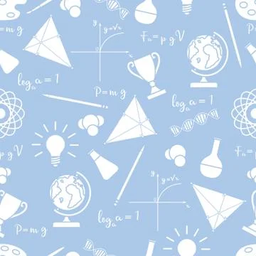 Scientific, educational vector seamless pattern. Stock Illustration