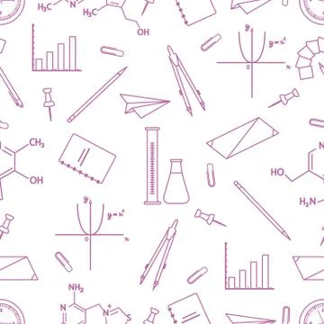 Scientific, educational vector seamless pattern. 스톡 일러스트