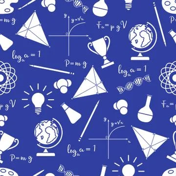 Scientific, educational vector seamless pattern. Stock Illustration