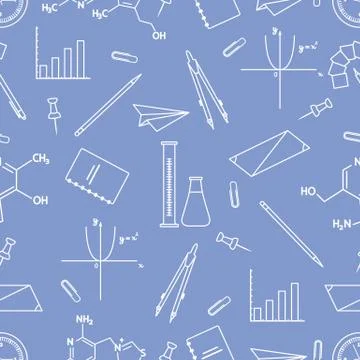 Scientific, educational vector seamless pattern. 스톡 일러스트